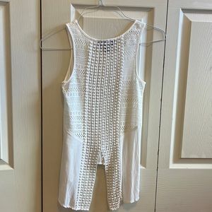 White Crochet Back Tank Top